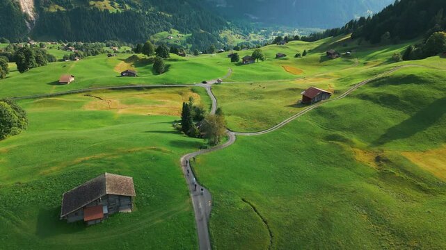 Meadow Revealing Mountains in Switzerland