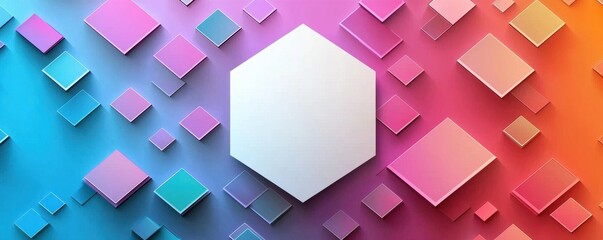 Fototapeta premium Colorful geometric abstract background with hexagon and vibrant squares