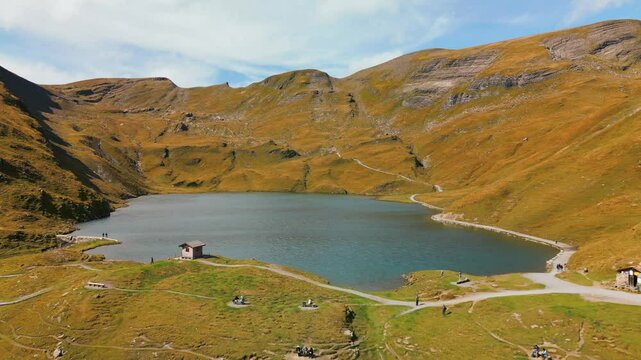 Lake On Mountain In Switzerland