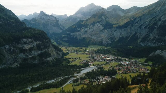 Village and Swiss Mountains