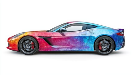 Naklejka premium A colorful sports car on a white background