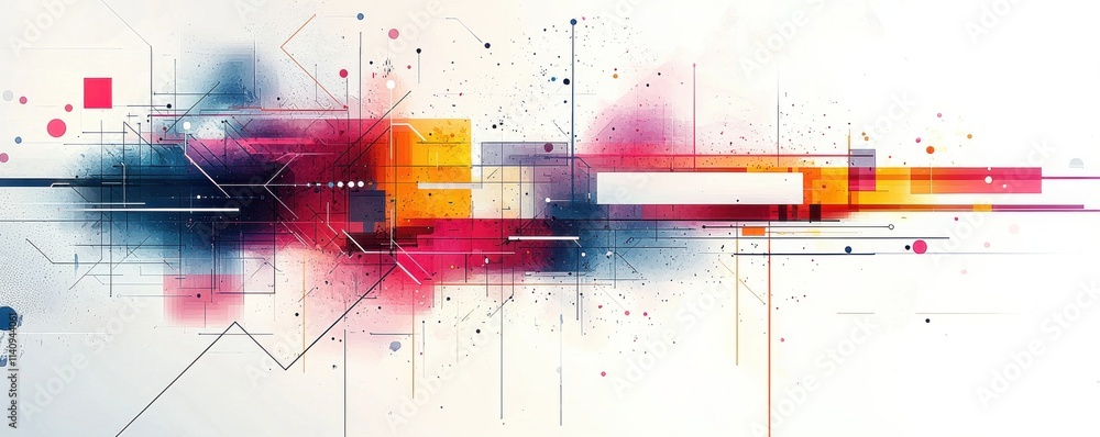 Aufkleber abstract background with colorful geometric shapes and splashes