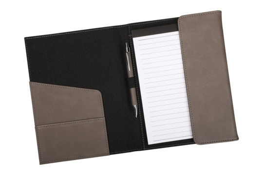 Leather and fabric flap portfolio. isolated png background.