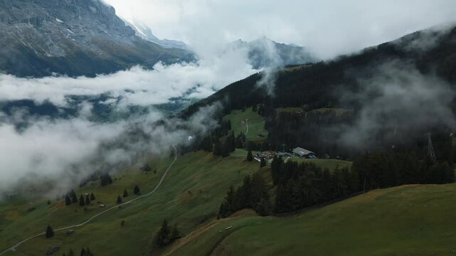 Ski Lift in Mountains in Switzerland