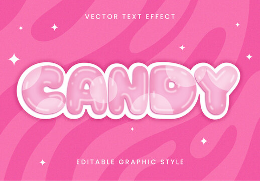 Pink and White Glossy Bubble Rounded Text Effect