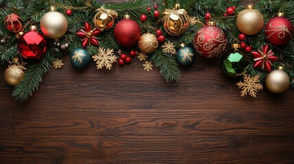 A wooden table topped with lots of christmas ornaments