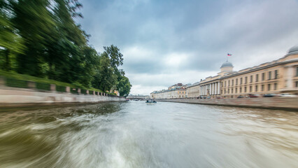 River trips on canals of St. Petersburg Russia timelapse hyperlapse