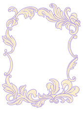 Hand drawn beautiful Christmas winter frame on transparent background. Retro illustration of white holiday leaves, curls, ornament. Design for letter, card, poster, invitation