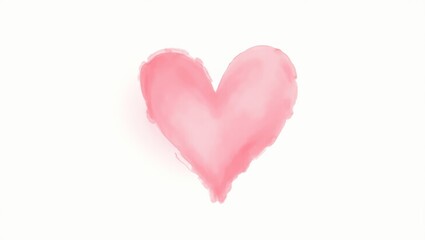 Pink watercolor heart symbolizing love and affection on white background