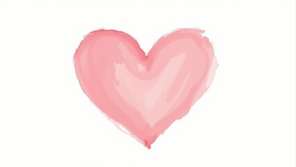Pink watercolor heart representing love and affection on white background