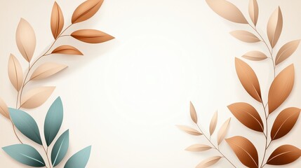 Elegant Minimalist Background with Leaves in Soft Earthy Tones