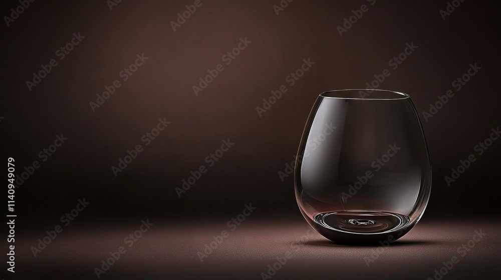 Poster a close-up of a wine glass resting on a dark surface and illuminated by light emanating from its bas