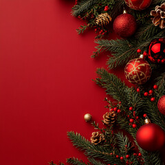 Christmas design element. Flat lay, top view. Holiday decoration. Xmas season banner or greeting card design.  