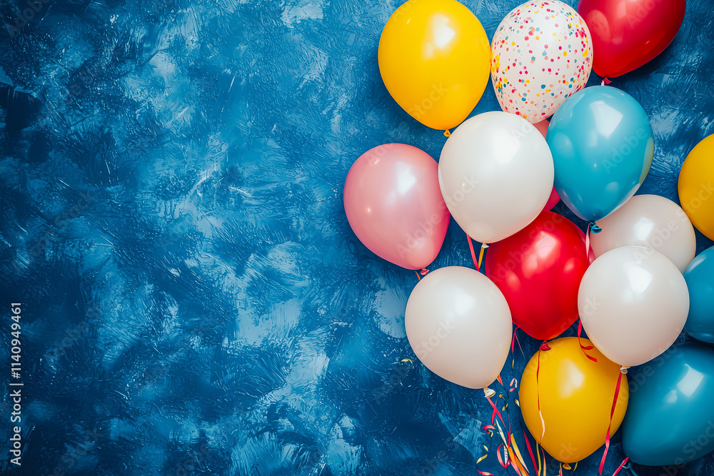 Poster bunch of colorful balloons are floating in the air, creating a festive and joyful atmosphere. the ba