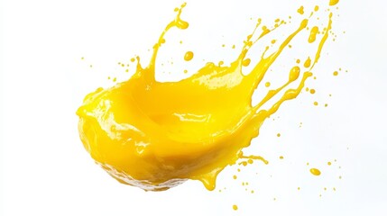 A splash of orange juice on a white background