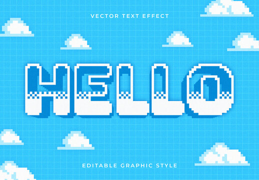  Cloud Pixel Block Retro Text Effect
