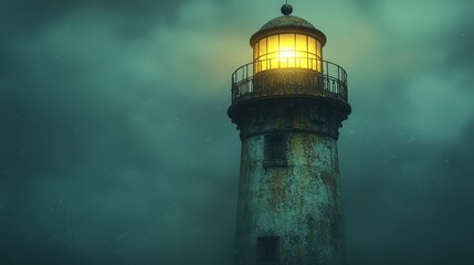 A light house in the middle of a stormy sky