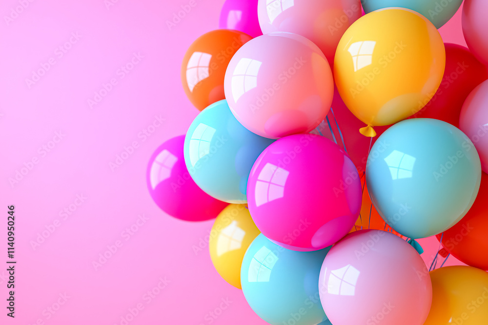 Poster bunch of colorful balloons are floating in the air, creating a festive and joyful atmosphere. the ba