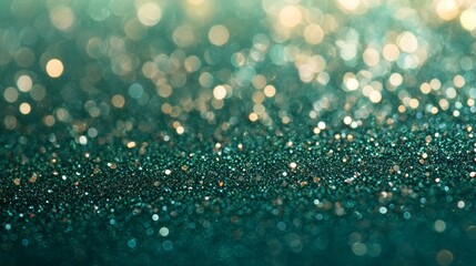 Obraz premium Glittering Green Surface with Bokeh Highlights
