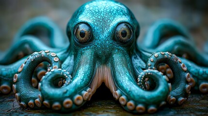 Fototapeta premium A close up of an octopus with its tentacles spread out