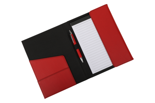 Leather and fabric flap portfolio. isolated png background.