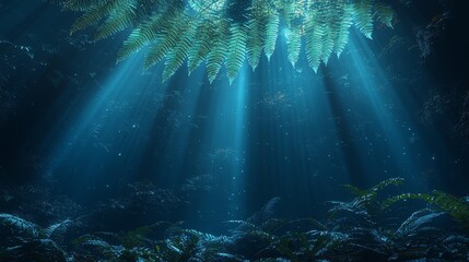 Obraz premium A dark forest filled with lots of green plants