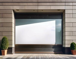blank storefront mockup with large display window and space for your design