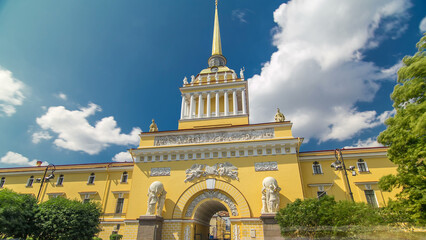 The Admiralty building timelapse hyperlapse. Saint Petersburg, Russia