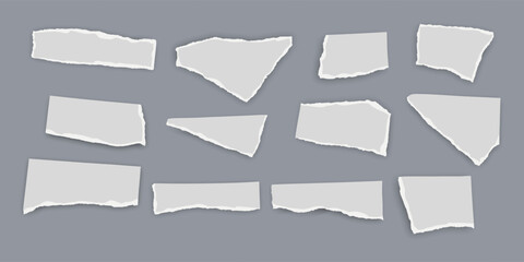 Set of torn paper fragments isolated on background, Vector illustration