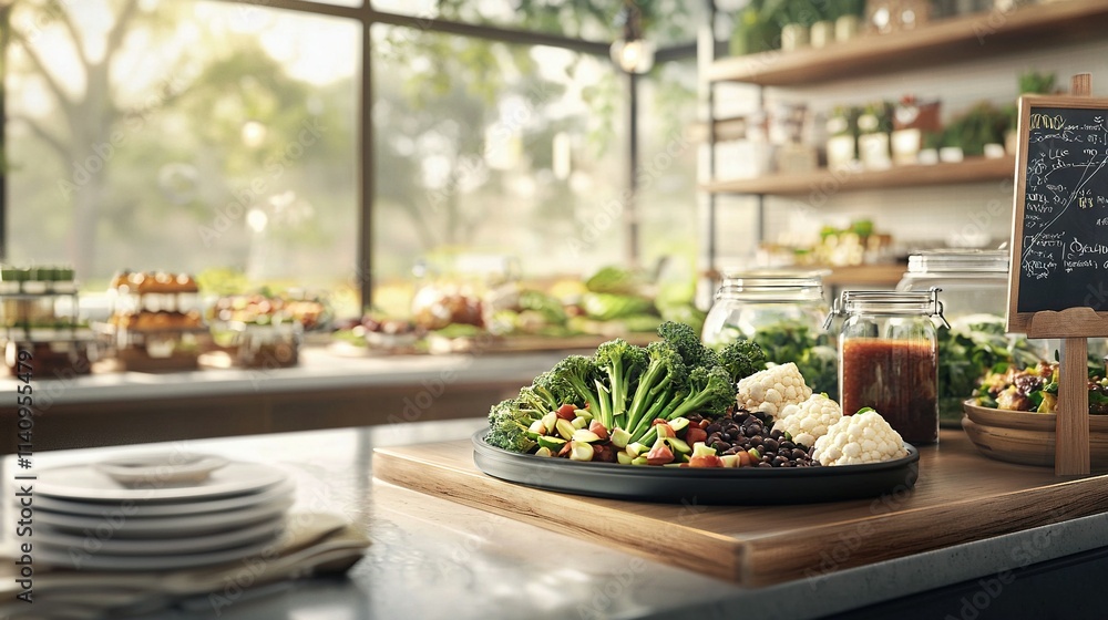 Poster a colorful array of broccoli, cauliflower, and celery spread out on a countertop