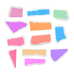 Set of torn paper fragments isolated on background, Vector illustration
