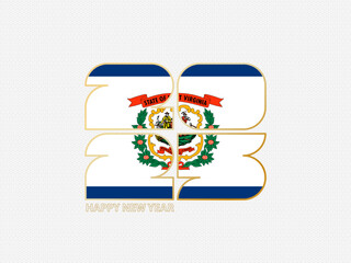 Abstract numbers 2025 with flag of West Virginia.