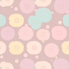 Pastel Dreams: A whimsical and charming seamless pattern featuring soft pastel-colored circles and dots, perfect for adding a touch of sweetness to any design project. 