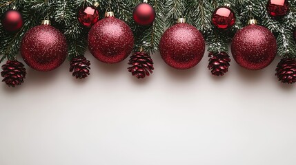 A bunch of red christmas ornaments hanging from a tree branch