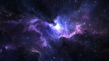 Fototapeta premium A purple and blue nebula with stars in the background