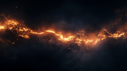 Naklejka premium Fiery cosmic river flows through dark space