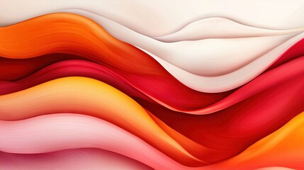   Red, orange, and white abstract background with wavy lines above and below