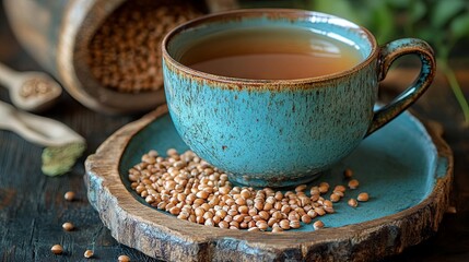 Buckwheat tea in a cup