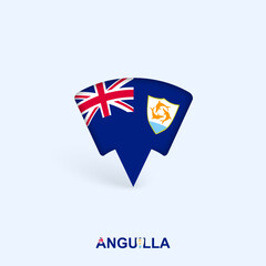 Anguilla Flag Map Pointer Design with Shadow.