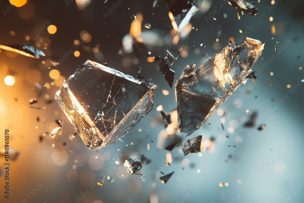 Aufkleber this dynamic image captures the moment glass shatters, with light reflecting beautifully on the shar