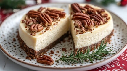 Highangle view of festive eggnog cheesecake slices