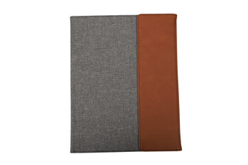 Leather and fabric flap portfolio. isolated png background.