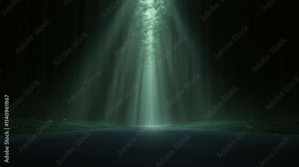 Poster a dark forest with a path in the middle