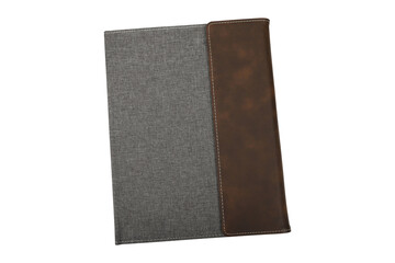 Leather and fabric flap portfolio. isolated png background.