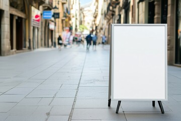 Blank Signboards on City Street with Blurred Background