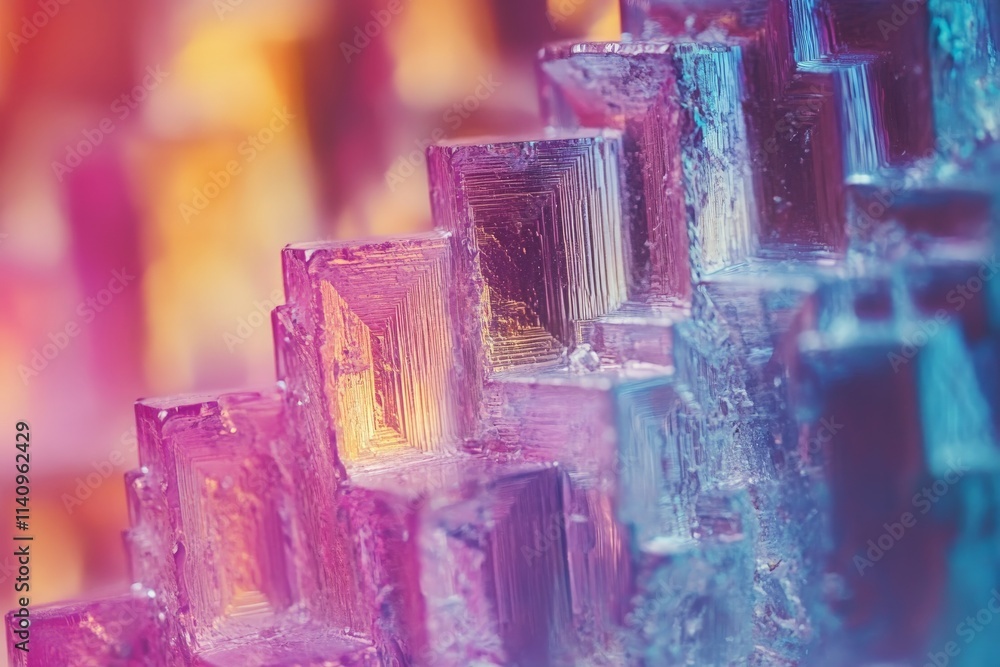 Poster an artistic representation of vibrant crystals, showcasing intricate patterns and layers, illustrati