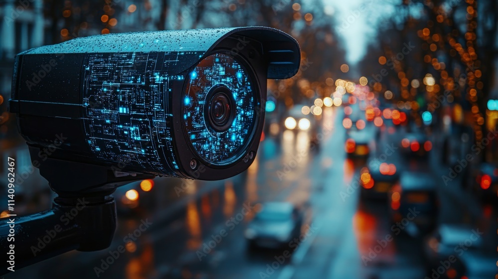 Poster edge computing demonstration with enhanced camera technology in an urban setting during rain
