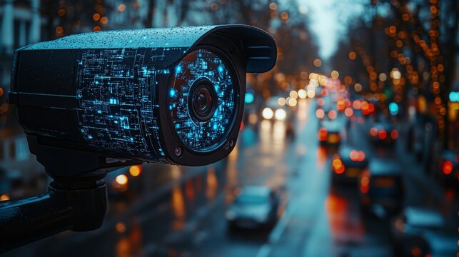 Edge computing demonstration with enhanced camera technology in an urban setting during rain