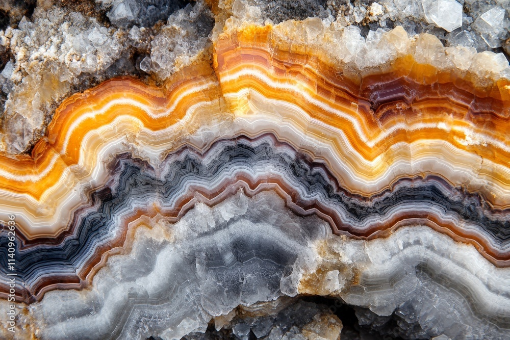 Aufkleber this close-up view of a striking agate stone reveals its mesmerizing multicolored stripes, evoking a