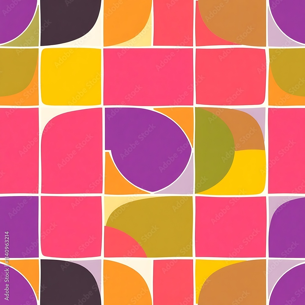 Poster abstract geometric pattern: this vibrant and playful seamless pattern features a bold, modern design